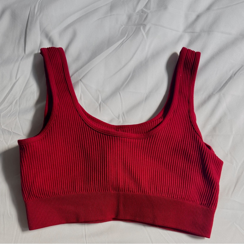 Red Ribbed Two-Piece Set - Picture 5 of 6